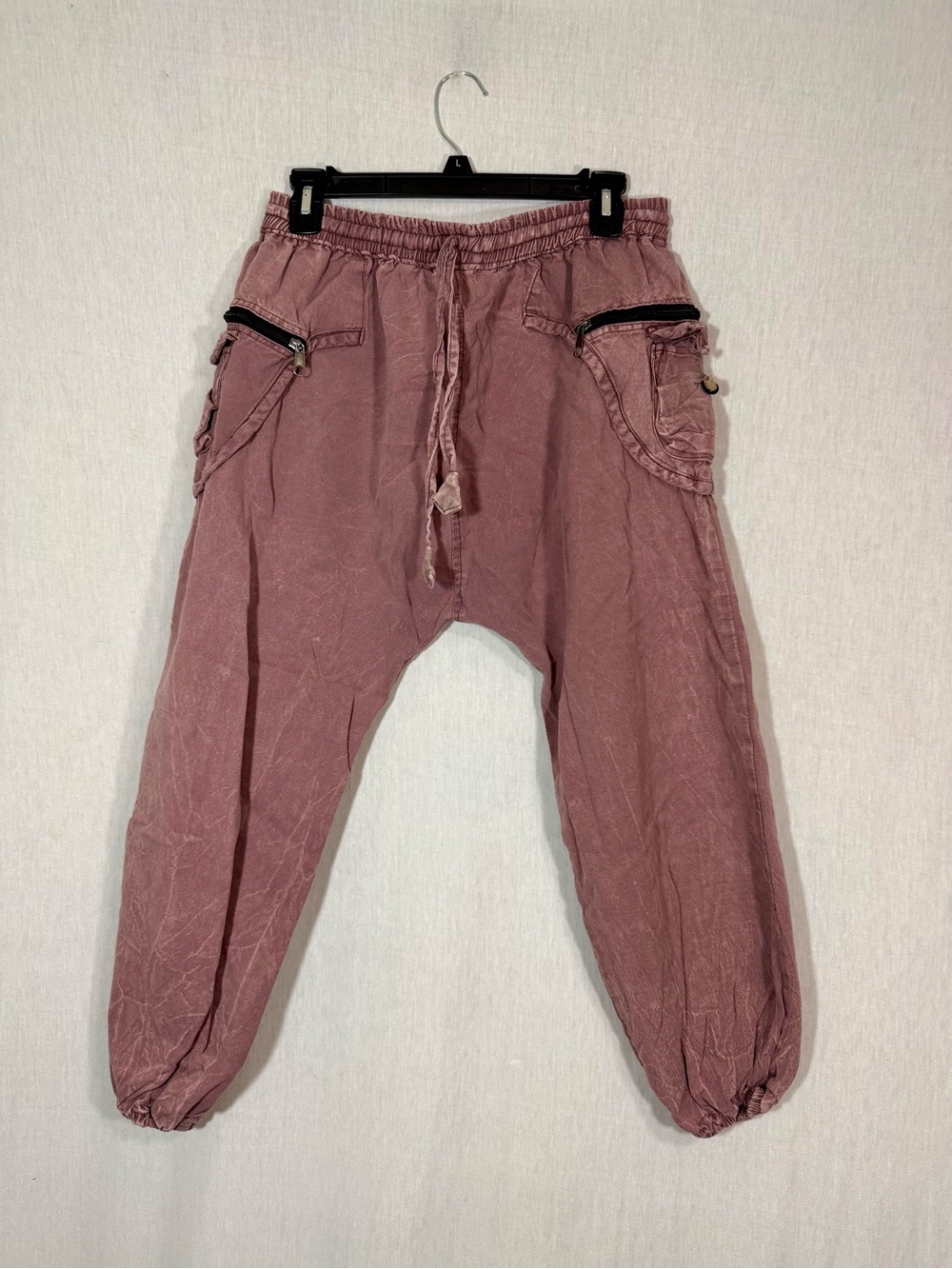 Kathmandu size M 100% cotton Drawstring Cargo harem Pants - Dusty Rose